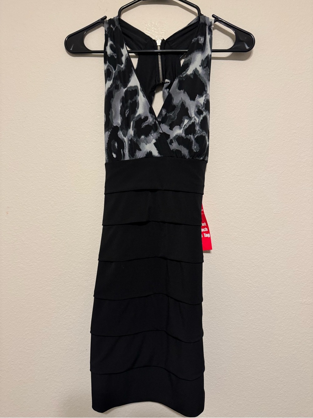 Sweet Storm Black Dress with Gray Abstract Bodice